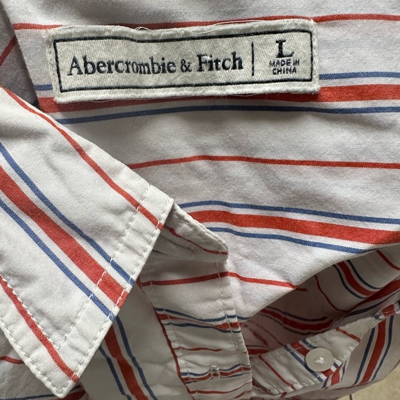 Abercrombie & Fitch Red White & Blue Striped Button Down Top coastal women’s L - Picture 4 of 5